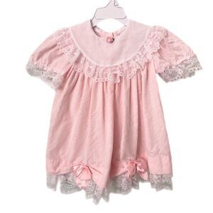 Vintage JoLene Pink Lace Dress Made in USA in Size 2T